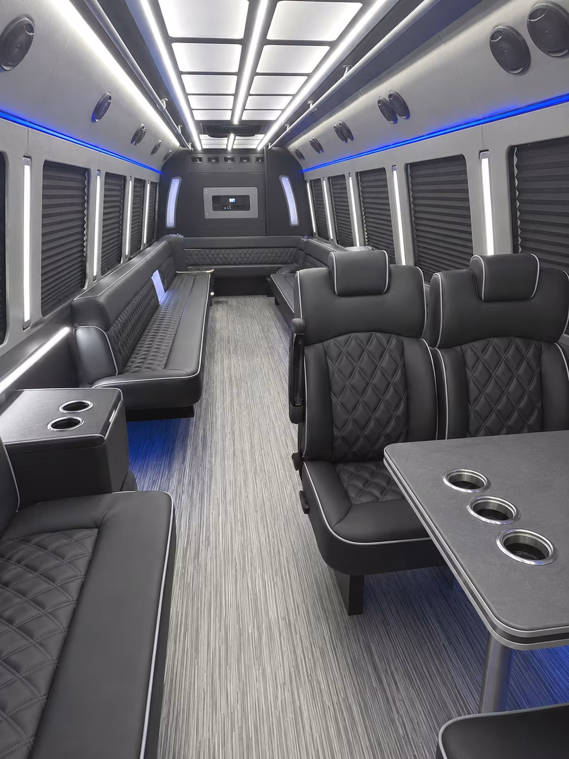 rialto 25 passenger party bus inside