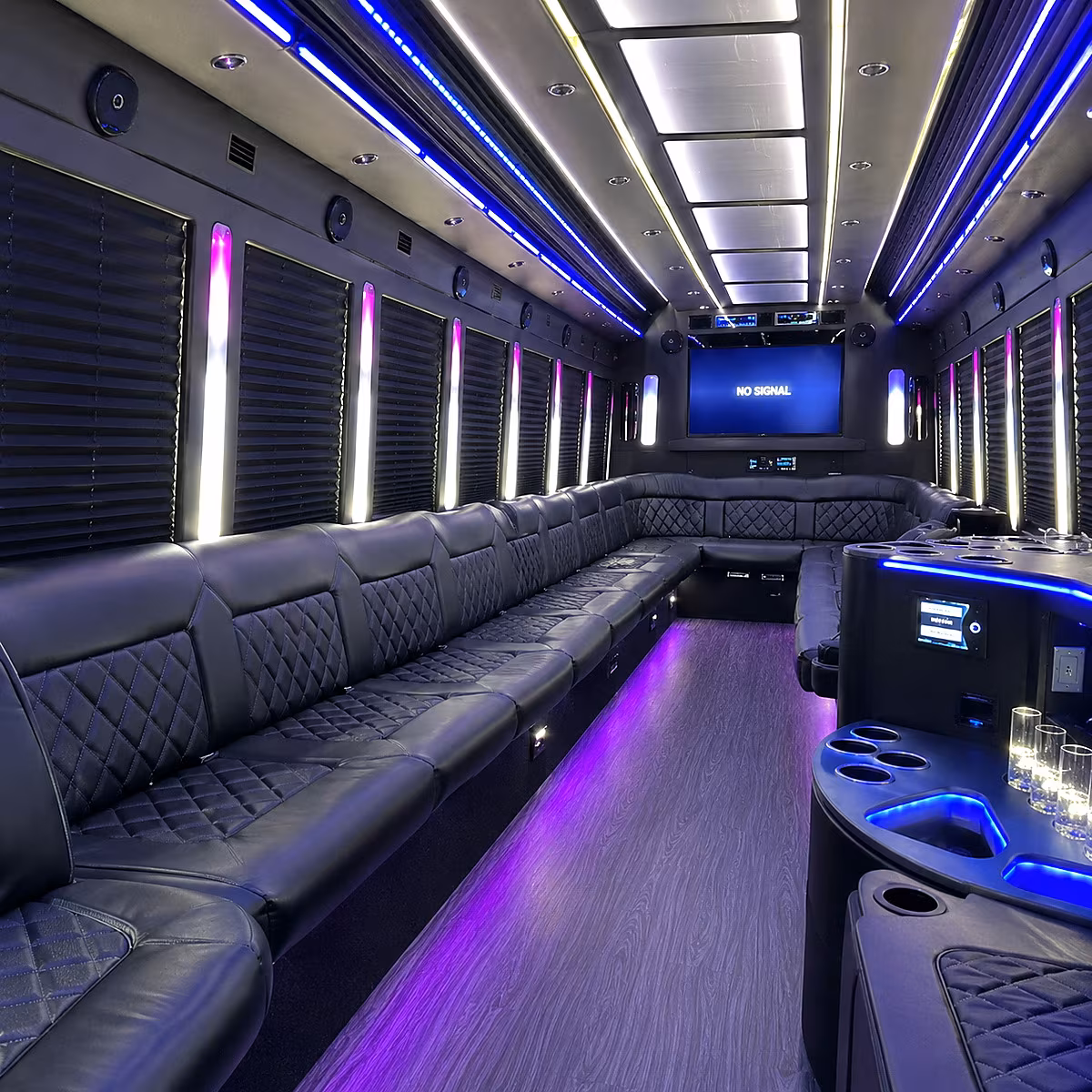 rialto 30 passenger party bus inside