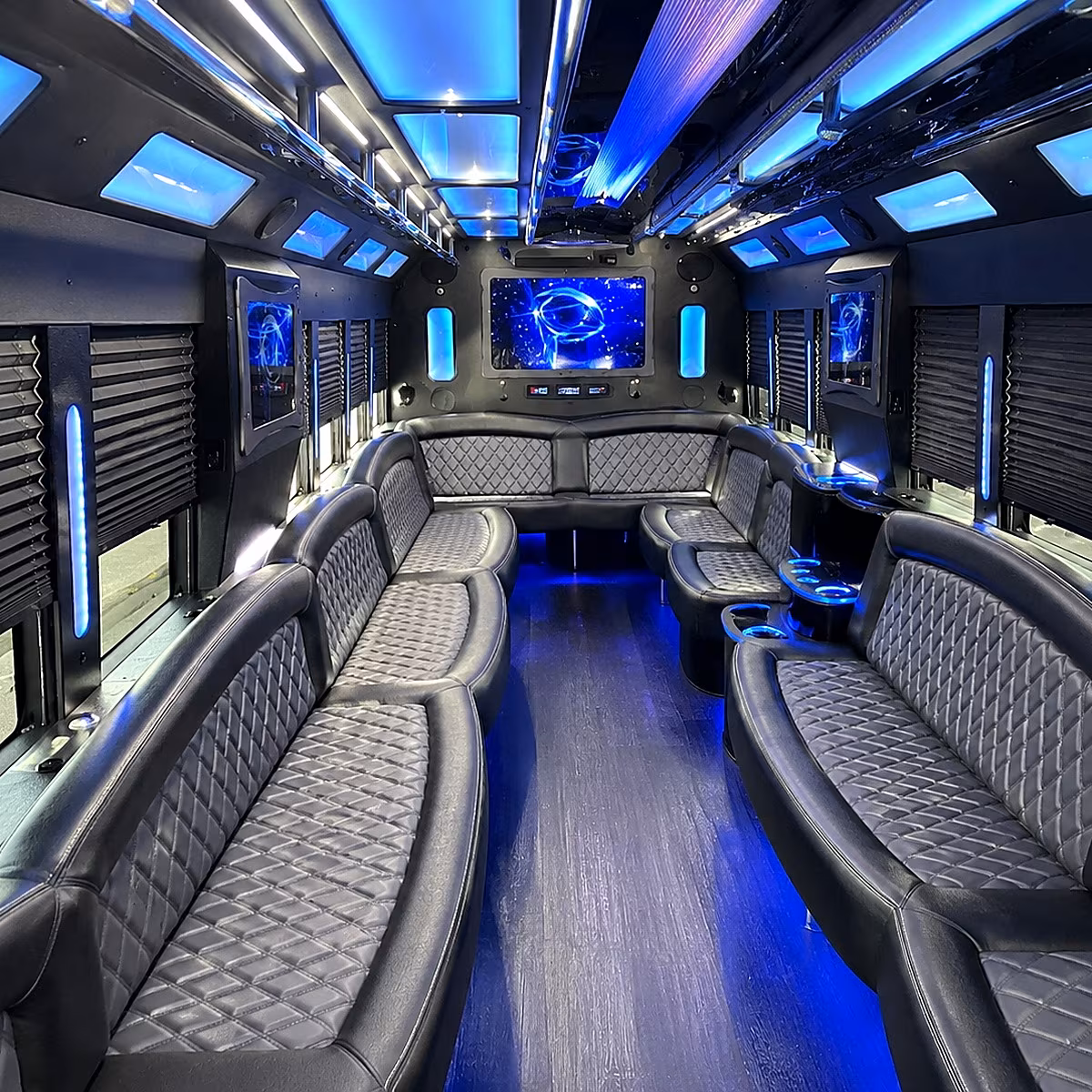 rialto 50 passenger party bus interior